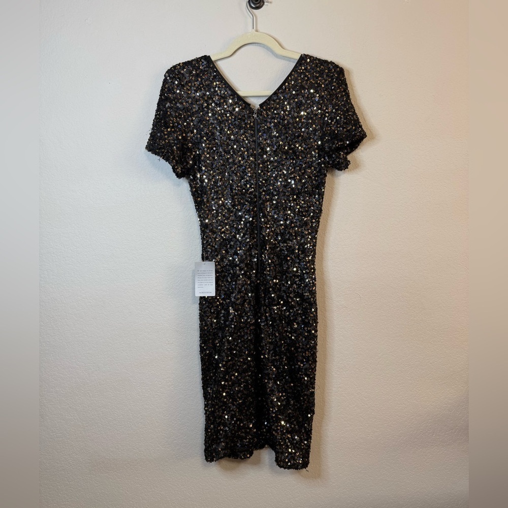 NWT Heartloom Kaley Sequin Short Sleeve Bodycon Dress V Neck Black Size Small - Picture 10 of 15